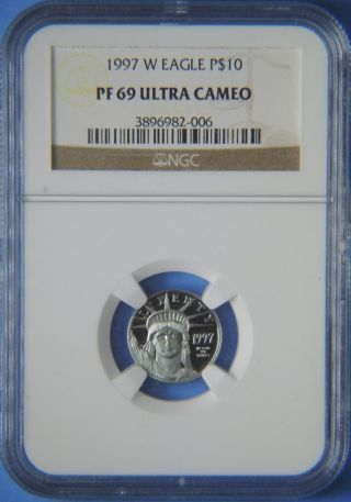 1997 W Proof Statue Of Liberty $10 1/10 Oz Platinum Coin Ngc Pf69 Ultra Cameo photo