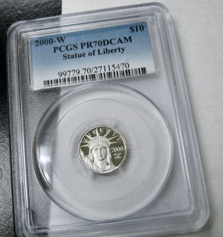 2000w American Platinum Eagle $10 Pcgs Pr70 Dcam (1/10 Oz,  Proof) Statue Liberty photo