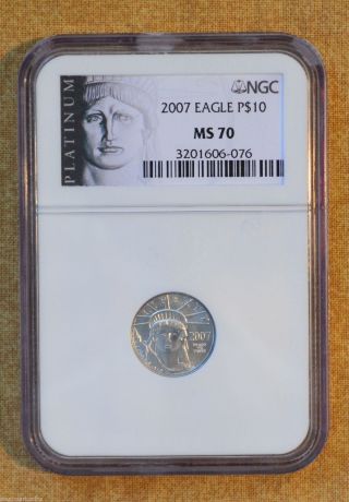 2007 $10 Platinum Eagle - Ngc Ms70 - 1/10oz Platinum photo