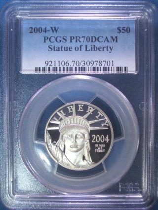 2004 - W $50 Platinum Pcgs Pr70 Dcam Proof Eagle Dollar $1,  850,  Pop Only 174 photo