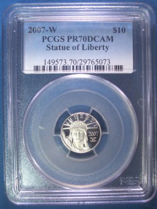 2007 - W Platinum Pcgs Pr70 Dcam Proof Eagle $10 Dollar $425,  Pop Only 265 photo