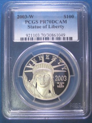 2003 - W $100 Platinum Pcgs Pr70 Dcam Proof Eagle Dollar $3,  500,  Pop Only 134 photo