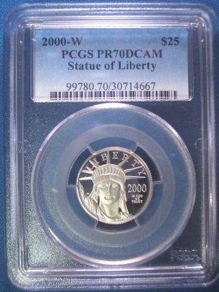2000 - W $25 Platinum Pcgs Pr70 Dcam Proof Eagle Dollar $900,  Pop Only 380 photo