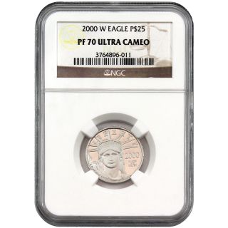 2000 W Eagle P $25 Pf 70 Ultra Cameo Eagle (liberty) Coin In Platinum 4332 - 07 photo