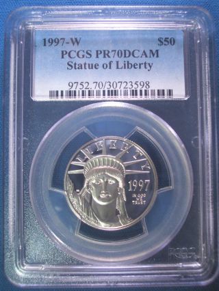 1997 - W $50 Platinum Pcgs Pr70 Dcam Proof Eagle Dollar $1,  450,  Pop Only 130 photo