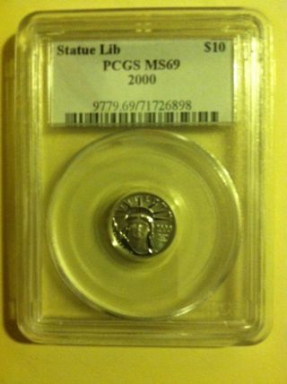 2000 $10 Platinum Liberty Pcgs Ms69 - 1/10 Troy Oz.  Platinum Coin photo