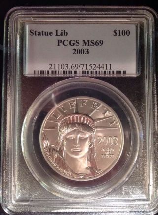 2003 - $100 Platinum Pcgs Ms69 Eagle Dollar photo