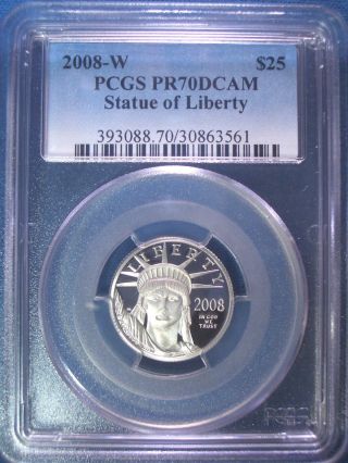 2008 - W $25 Platinum Pcgs Pr70 Dcam Proof Eagle Dollar $1,  400,  Pop Only 232 photo