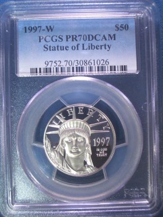 1997 - W $50 Platinum Pcgs Pr70 Dcam Proof Eagle Dollar $1,  450,  Pop Only 130 photo