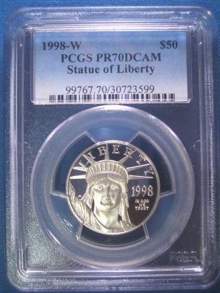 1998 - W $50 Platinum Pcgs Pr70 Dcam Proof Eagle Dollar $1,  200,  Pop Only 479 photo