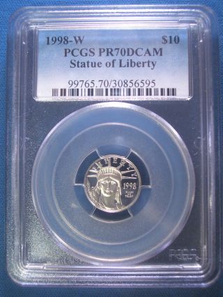 1998 - W Platinum Pcgs Pr70 Dcam Proof Eagle $10 Dollar $850,  Pop Only 103 photo