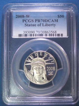 2008 - W $50 Platinum Pcgs Pr70 Dcam Proof Eagle Dollar $2,  250,  Pop Only 266 photo