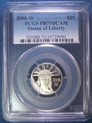 2008 - W $25 Platinum Pcgs Pr70 Dcam Proof Eagle Dollar $1,  400,  Pop Only 263 photo