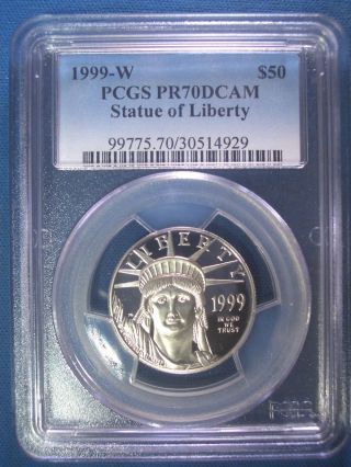 1999 - W $50 Platinum Pcgs Pr70 Dcam Proof Eagle Dollar $1,  600,  Pop Only 247 photo