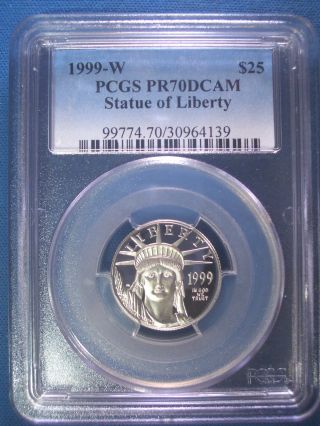 1999 - W $25 Platinum Pcgs Pr70 Dcam Proof Eagle Dollar $850,  Pop Only 246, photo