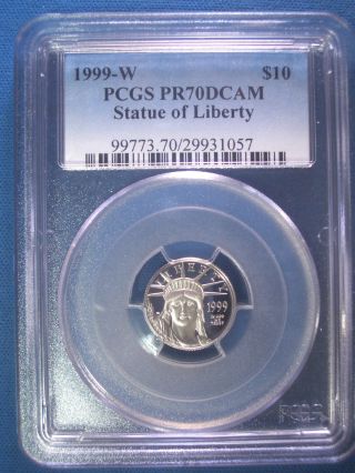 1999 - W Platinum Pcgs Pr70 Dcam Proof Eagle $10 Dollar $425,  Pop Only 257 photo