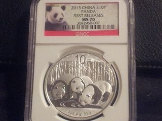 2013 China Panda First Release Ms70 $10y photo