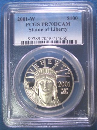 2001 - W $100 Platinum Pcgs Pr70 Dcam Proof Eagle Dollar $4,  500,  Pop Only 120 photo