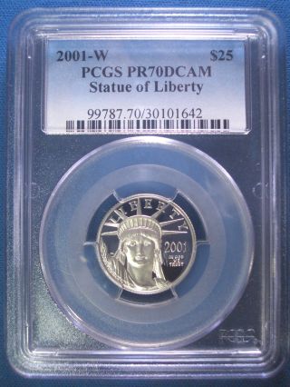 2001 - W $25 Platinum Pcgs Pr70 Dcam Proof Eagle Dollar $850,  Pop Only 165 photo