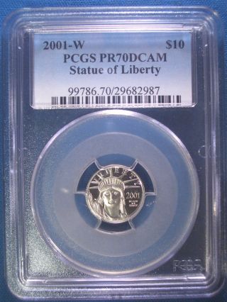 2001 - W Platinum Pcgs Pr70 Dcam Proof Eagle $10 Dollar $425,  Pop Only 154 photo