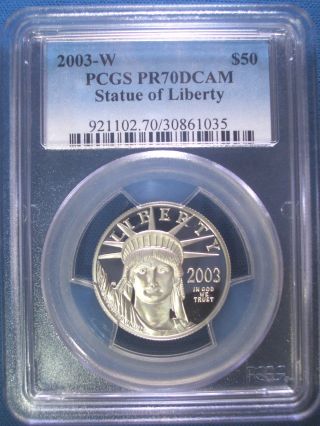 2003 - W $50 Platinum Pcgs Pr70 Dcam Proof Eagle Dollar $1,  200,  Pop Only 181 photo