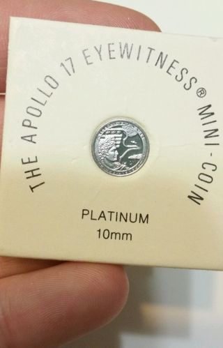 Vtg Apollo 17 Eyewitness Solid Platinum 10mm Miniature Coin Franklin 1973 photo