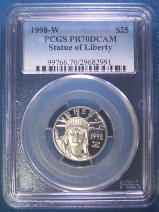1998 - W $25 Platinum Pcgs Pr70 Dcam Proof Eagle Dollar $900,  Pop Only 137 photo