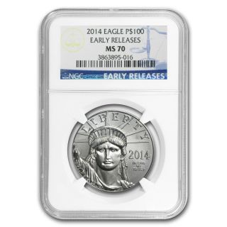 2014 1 Oz Platinum American Eagle Coin - Ms - 70 Early Releases Ngc - Sku 379870 photo