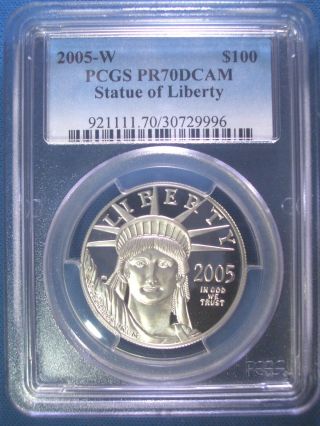 2005 - W $100 Platinum Pcgs Pr70 Dcam Proof Eagle Dollar $4,  200,  Pop Only 128 photo