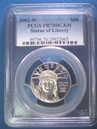2002 - W $50 Platinum Pcgs Pr70 Dcam Proof Eagle Dollar $1,  400,  Pop Only 215 photo