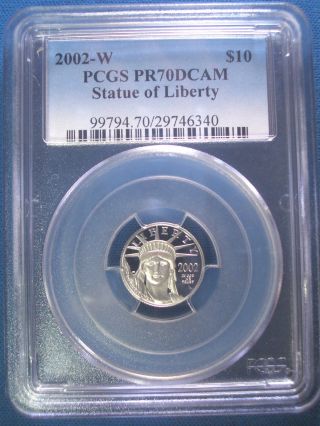 2002 - W Platinum Pcgs Pr70 Dcam Proof Eagle $10 Dollar $425,  Pop Only 188 photo