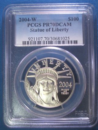 2004 - W $100 Platinum Pcgs Pr70 Dcam Proof Eagle Dollar $4,  900,  Pop Only 141 photo