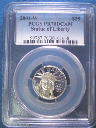 2001 - W $25 Platinum Pcgs Pr70 Dcam Proof Eagle Dollar $850,  Pop Only 163 photo
