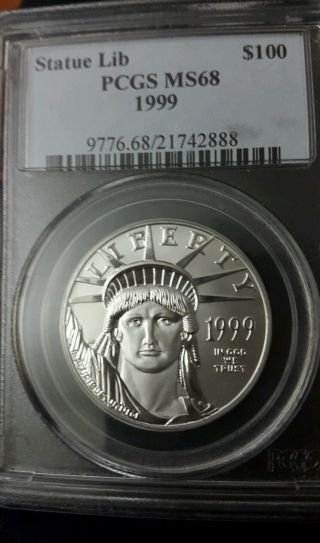 1999 $100 (1 Oz. ) Pcgs Ms 68 Platinum Eagle photo