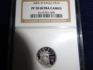 2005 W $10 Platinum Statue Of Liberty Cert.  Ngc Pf 70 Ultra Cameo photo
