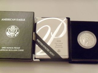 1998 - W 1 Oz Proof Platinum American Eagle (w/box &) photo