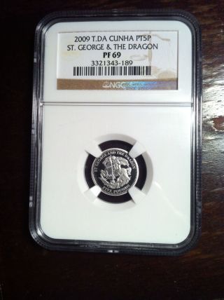 2009 Proof 1/10 Oz.  999 Fine Platinum Coin St.  George & Dragon Ngc Pf69 Pop.  531 photo