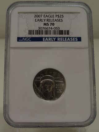 2007 $25 1/4 Ounce Platinum Ngc Ms 70 Early Releases photo