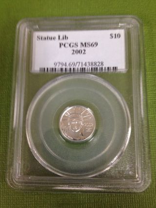 2002 Platinum Eagle $10 Pcgs Ms69 1/10 Oz,  American,  Statue Of Liberty photo