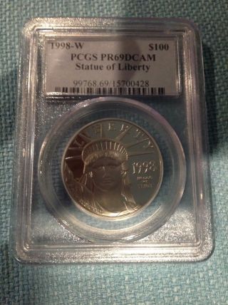1998 - W $100 Platinum Eagle Pcgs Pr69 Dcam 1oz photo