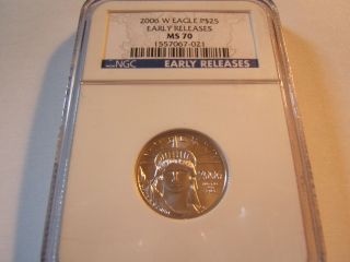 2006 W $25 Burnished Unc Platinum Eagle Ngc Ms70 Early Releases photo
