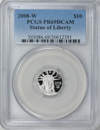 2008 - W $10 Platinum Eagle Pcgs Pr69dcam Proof photo