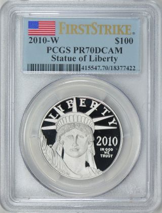 2010 - W $100 One - Ounce Platinum American Eagle First Strike Pcgs Proof - 70 Dcam photo