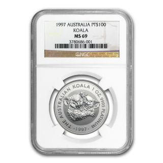 1997 1 Oz Australian Platinum Koala Coin - Ms - 69 Ngc - Sku 77324 photo