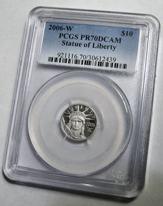 2006w American Platinum Eagle $10 Pcgs Pr70 Dcam (1/10 Oz,  Proof) Statue Liberty photo