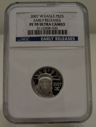 2007 W $25 1/4 Ounce Platinum Ngc Pf 70 Ultra Cameo Early Releases photo
