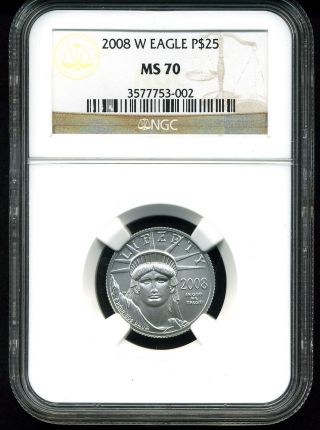 2008 - W $25 Platinum American Eagle Ms70 Ngc photo