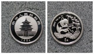 China 1994 1/20 Oz Platinum 5 Yuan Bullion Coin photo