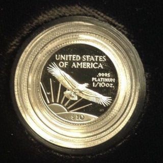 1997 - W Us Platinum Proof American Eagle $10 Dollar Box & First Year photo
