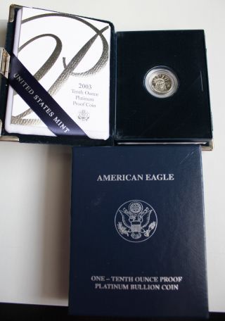 2003 $10 Proof Us Platinum Eagle Box And (low Mintage) photo